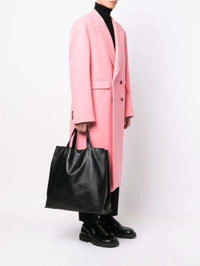 Jil Sander Logo-debossed Leather Tote Bag In Schwarz