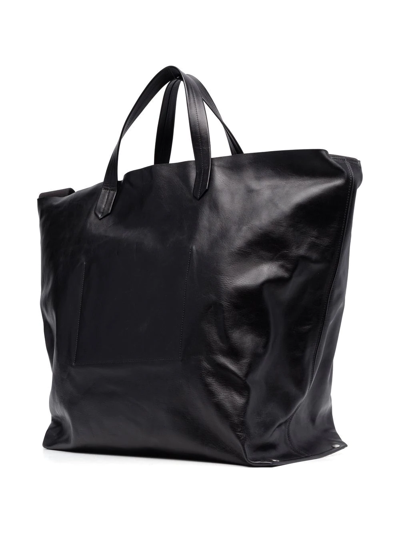 Jil Sander Logo-debossed Leather Tote Bag In Schwarz