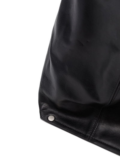 Jil Sander Logo-debossed Leather Tote Bag In Schwarz