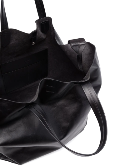 Jil Sander Logo-debossed Leather Tote Bag In Schwarz
