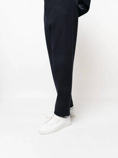 Shop Giorgio Armani Straight-leg Knitted Trousers In Blau