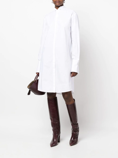 Shop Loewe Wingtip-collar Midi Shirtdress In Weiss