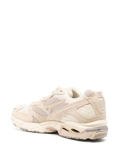 Shop Mizuno Panelled Leather Sneakers In Nude
