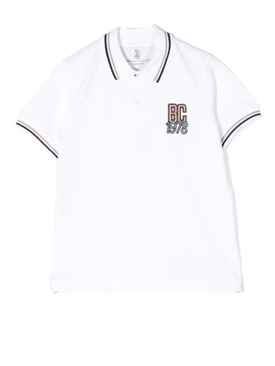 Shop Brunello Cucinelli Logo-embroidered Cotton Polo Shirt In Weiss