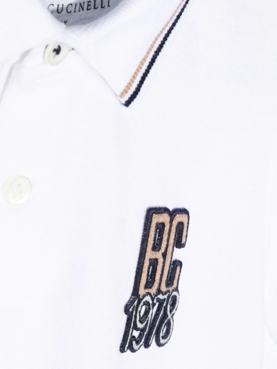 Shop Brunello Cucinelli Logo-embroidered Cotton Polo Shirt In Weiss