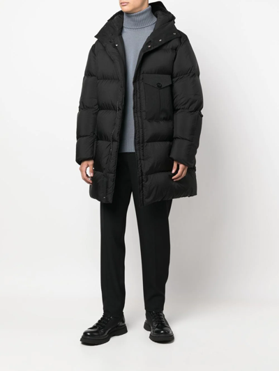 Ten C Hooded Puffer Jacket In Schwarz