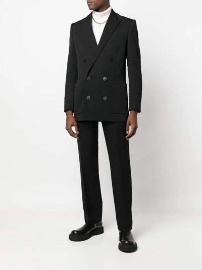 Balmain Double-breasted Wool Blazer In Schwarz