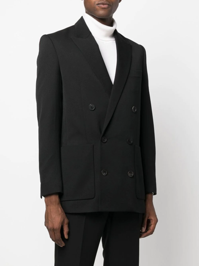 Shop Balmain Double-breasted Wool Blazer In Schwarz