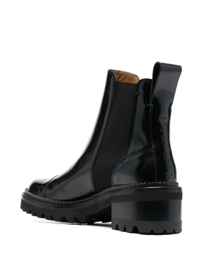 Shop See By Chloé Leather Ankle Boots In Schwarz