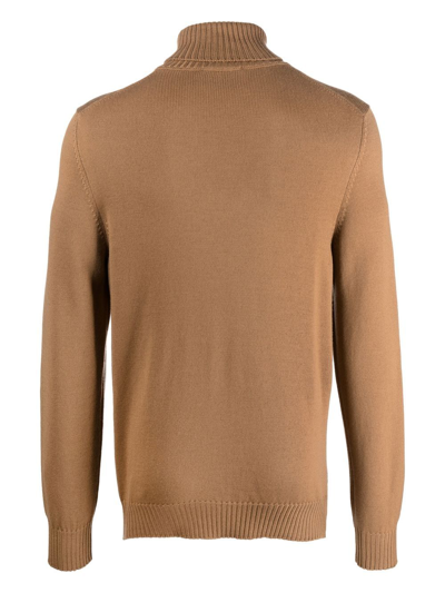 D4.0 Roll-neck Long-sleeve Jumper In Braun