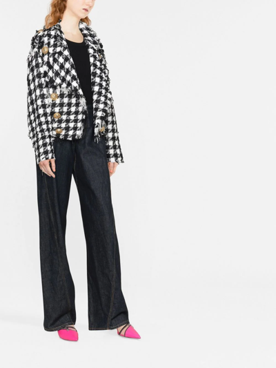 Balmain White & Black Double-breasted Jacket In Schwarz