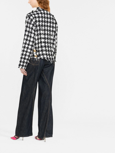 Balmain White & Black Double-breasted Jacket In Schwarz