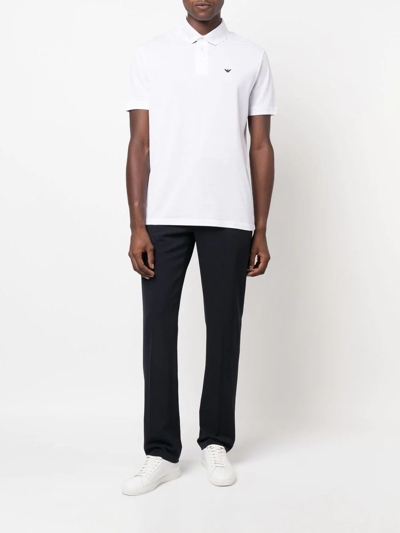 Shop Emporio Armani Logo-embroidered Polo Shirt In Weiss