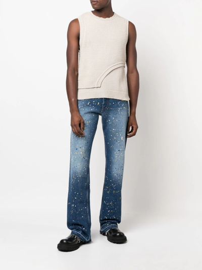 Shop Off-white Paint-splatter Straight-leg Jeans In Blau