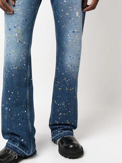 Shop Off-white Paint-splatter Straight-leg Jeans In Blau