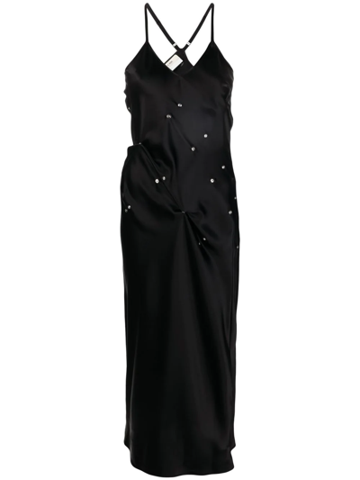 Shop Alyx Embellished Gathered-detail Slip Dress In Schwarz