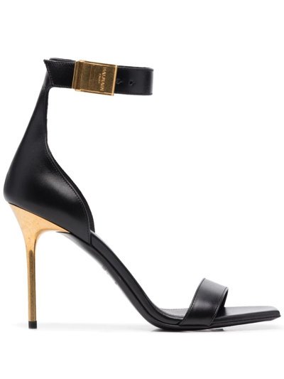 Shop Balmain Logo-buckle 95mm Pumps In Schwarz