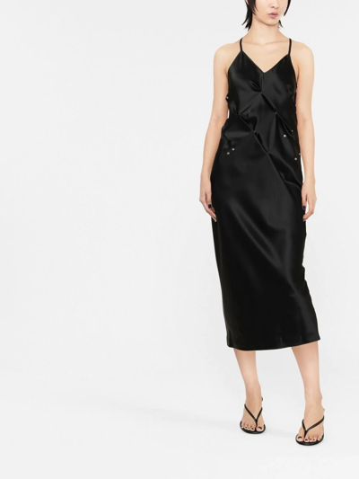 Shop Alyx Embellished Gathered-detail Slip Dress In Schwarz