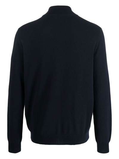 Shop Giorgio Armani Zip-up Long-sleeve Cardigan In Blau