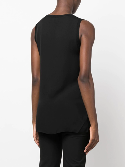 Theory Black Crewneck Top With Ruched Details On The Front In Schwarz
