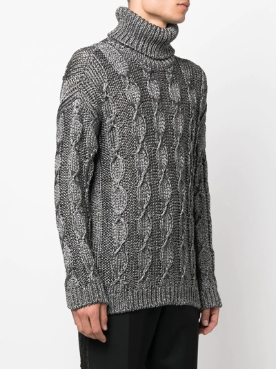 Shop Saint Laurent Cable-knit Roll-neck Jumper In Grau