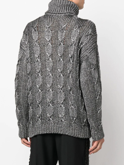Shop Saint Laurent Cable-knit Roll-neck Jumper In Grau