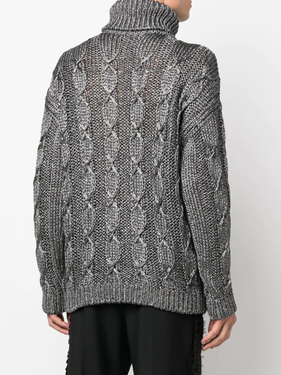Saint Laurent Cable-knit Roll-neck Jumper In Grau