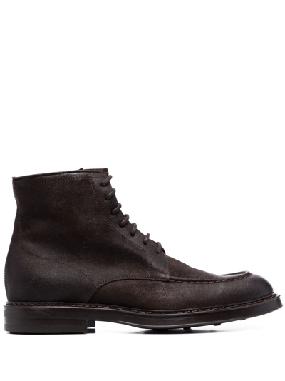 Shop Henderson Baracco Leather Lace-up Ankle Boots In Braun