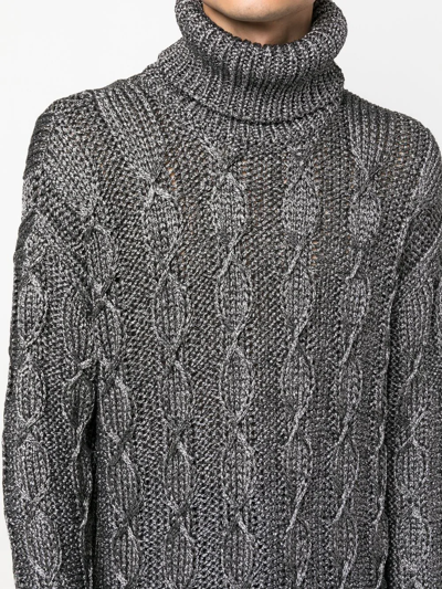 Saint Laurent Cable-knit Roll-neck Jumper In Grau