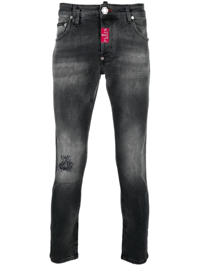 Shop Philipp Plein Distressed Skinny Jeans In Schwarz