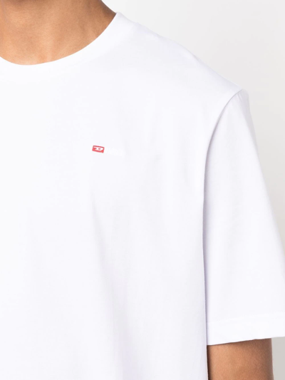 Shop Diesel T-just-microdiv Logo-embroidered T-shirt In Weiss