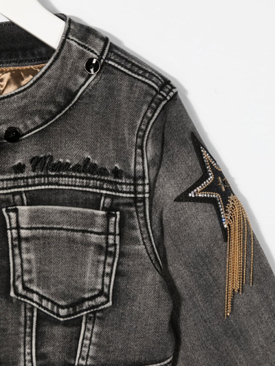 Monnalisa Detachable-collar Denim Jacket In Grey