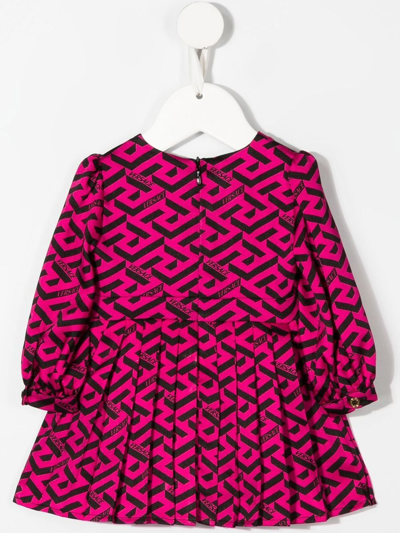 Shop Versace All-over Monogram-pattern Print Dress In Black