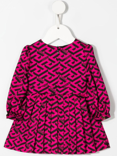 Versace All-over Monogram-pattern Print Dress In Black