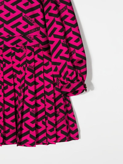 Versace All-over Monogram-pattern Print Dress In Black