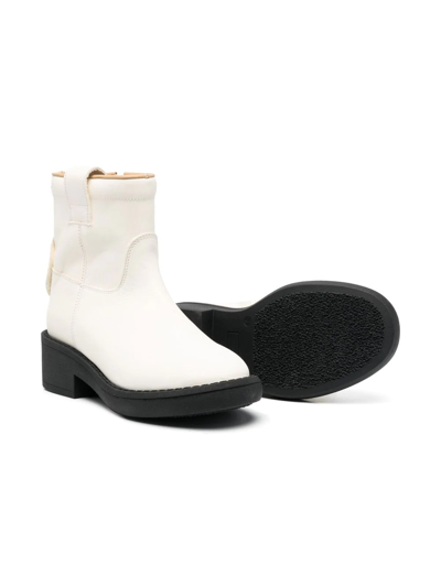 Shop Mm6 Maison Margiela Zipped Leather Boots In White