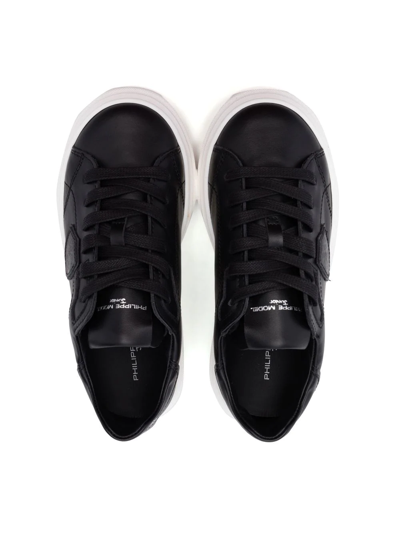 Shop Philippe Model Teen Logo-patch Leather Sneakers In Black