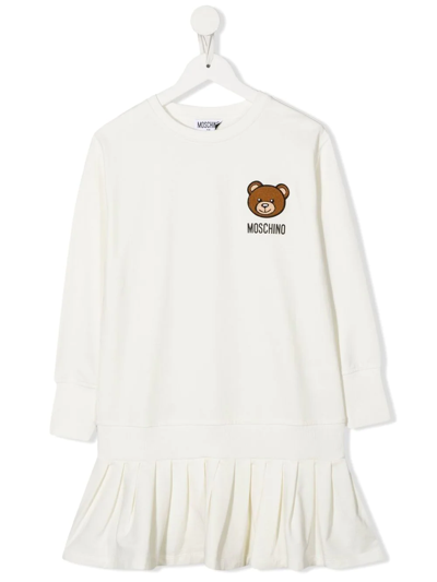 Shop Moschino Teddy-appliqué Peplum T-shirt Dress In White