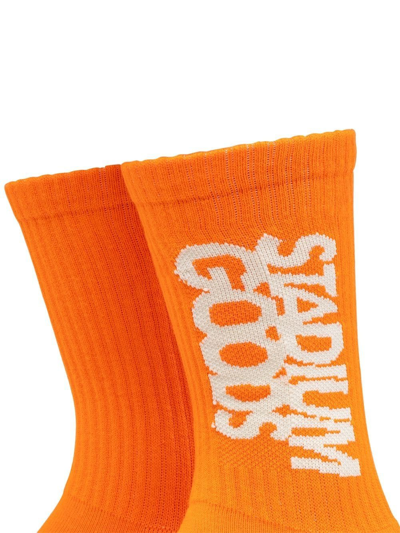 Stadium Goods Logo-embroidered Crew Socks In Orange