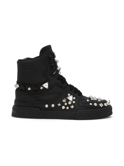 Dolce & Gabbana Portofino New Roma High-top Sneakers In Black