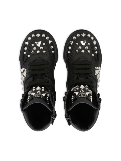Dolce & Gabbana Portofino New Roma High-top Sneakers In Black