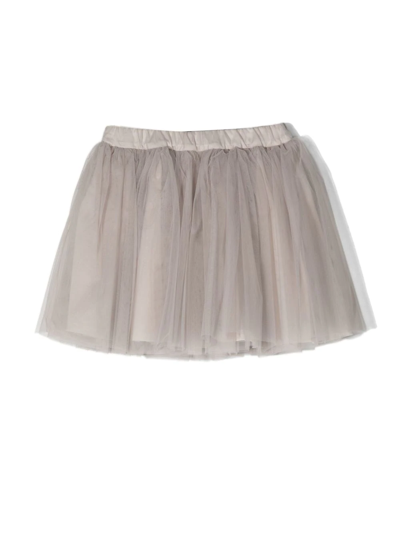 Douuod Teen Tulle Layered Mini Skirt In Grey