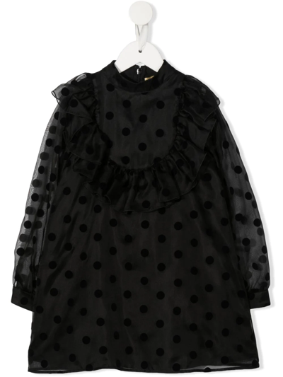 Shop Stella Mccartney Polka-dot Print Silk Dress In Black