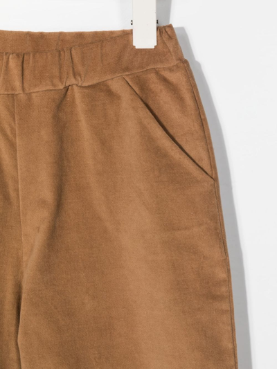 Shop Douuod Logo-patch Slip-on Straight Trousers In Brown