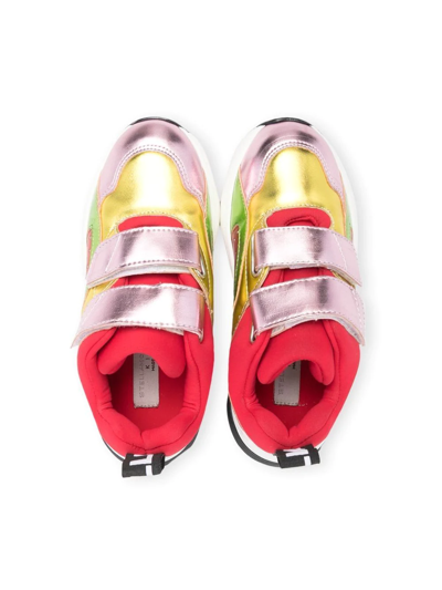 Shop Stella Mccartney Metallic Touch-strap Sneakers In Red