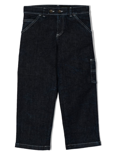 Shop Dolce & Gabbana Washed-denim Worker Jeans In Blue