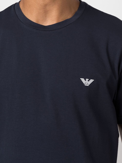 Shop Emporio Armani Logo-print Short-sleeve Pajama Tops 2-pack In Blue
