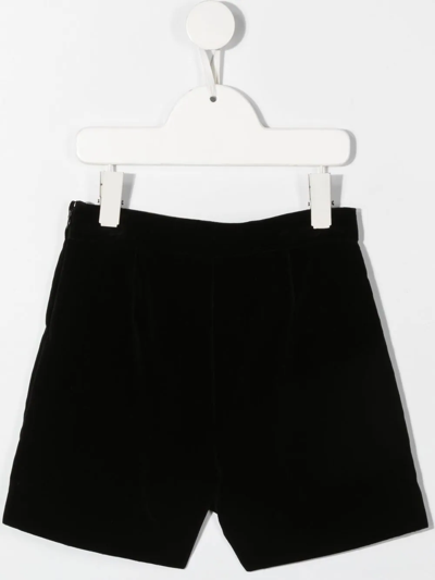 Shop Bonpoint Velvet-effect Zip Shorts In Black