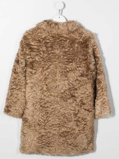Shop Brunello Cucinelli Faux-fur Single-breasted Coat In Neutrals
