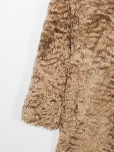 Shop Brunello Cucinelli Faux-fur Single-breasted Coat In Neutrals